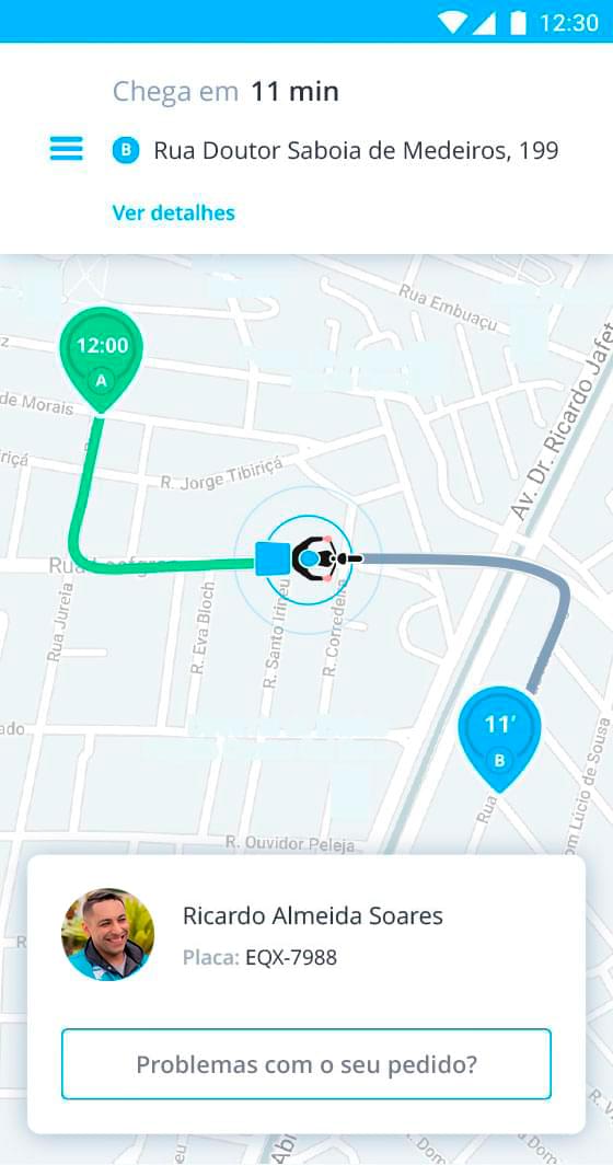Delivery being sent with the app